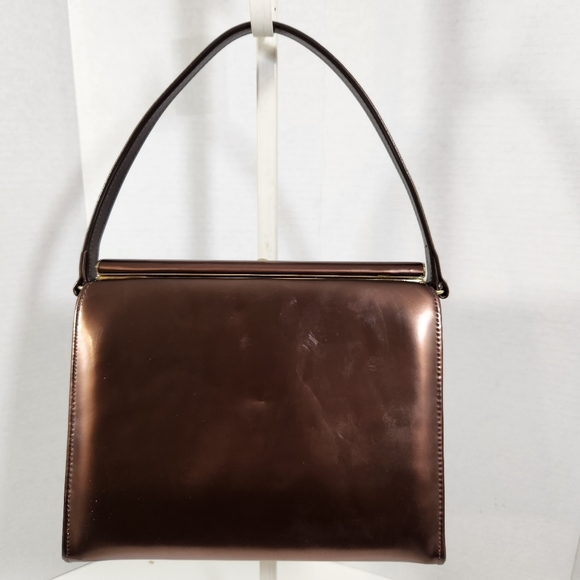Town and country shoes pantent bronze brown vintage 50s 60s handbag evc - Picture 2 of 16